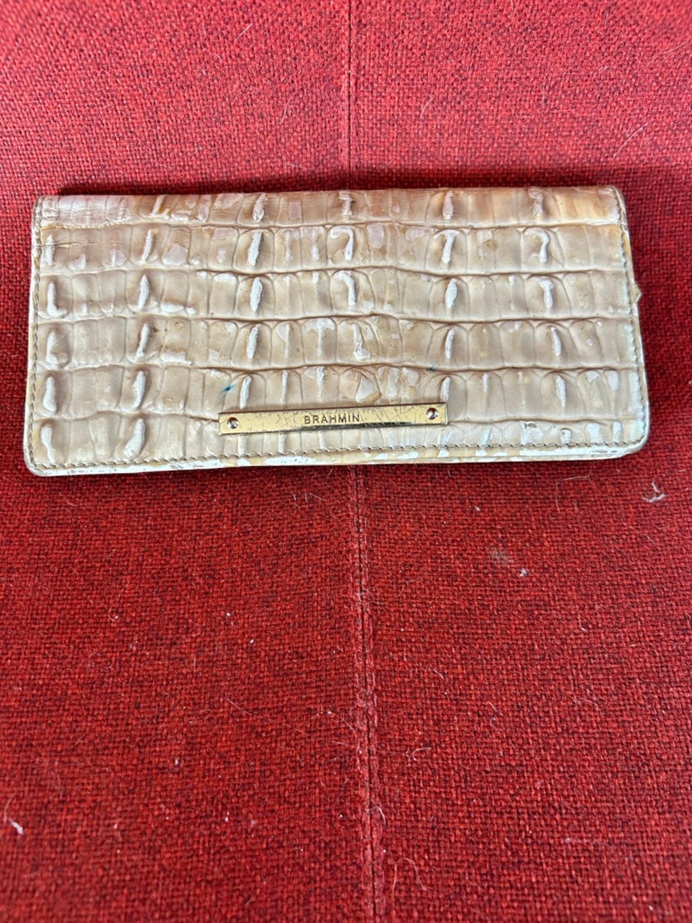Brahmin Taupe Croc-Embossed Leather Continental Wallet